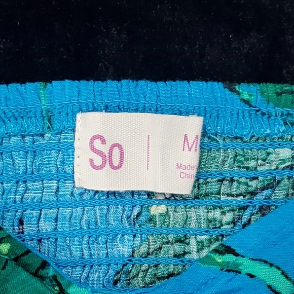 SO Tropical Floral Blue Puff Sleeve Top - Picture 4 of 8